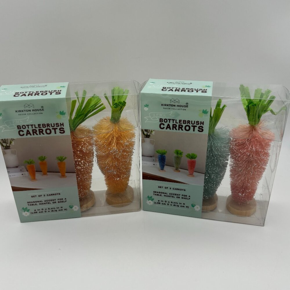 Kirkton House Easter Seasonal Bottlebrush Carrots Home Decor, 3 pack (x2) NEW